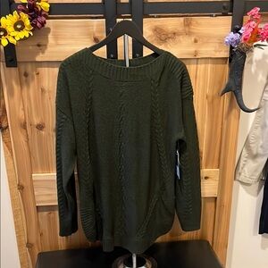 Lee Dark Olive Cable Knit Crewneck Sweater